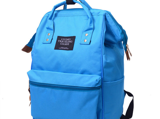Unisex Solid Backpack School Travel Bag Double Shoulder Bag Zipper Bag