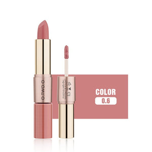 O.TWO.O Liquid Lipstick Matte Lip Gloss 2 in 1 Double-ended Long-lasting Moisturizing Waterproof Lipgloss 12 Color Nude Makeup