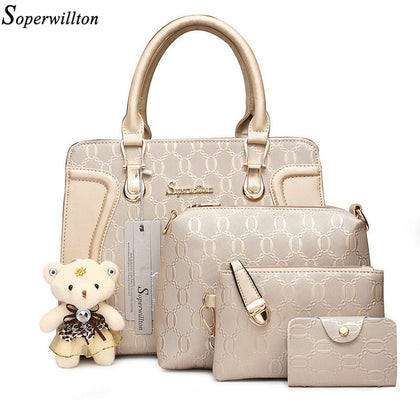 Soperwillton Luxury Handbags Women Bags Designer 2019 Purses and Handbags Set 4 Pieces Bags Female Bolsa Feminina Hard PU #1122